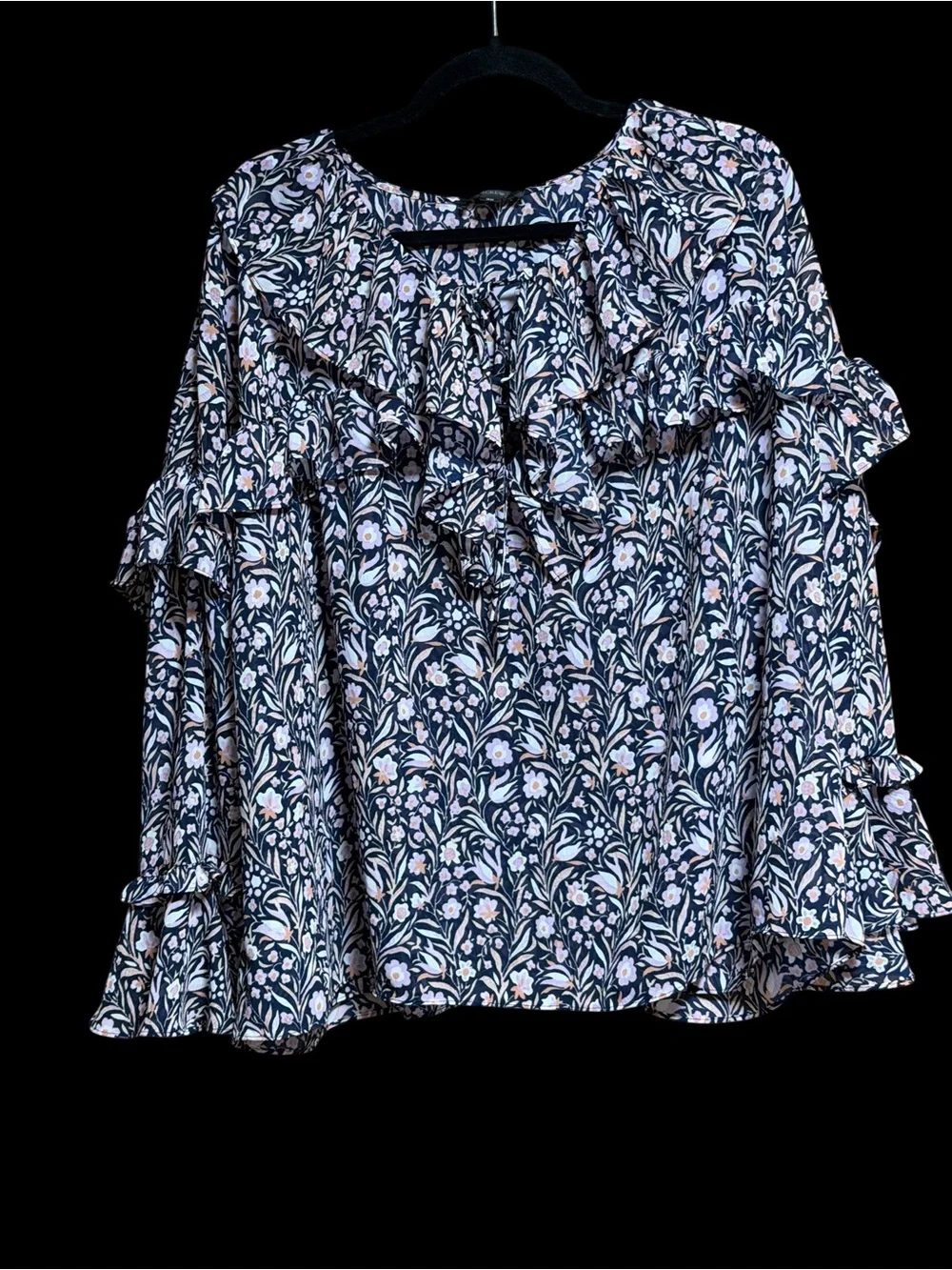 J.Crew Floral Ruffle Blouse 3X Lined Boho Cottagecore‎ Romantic Top